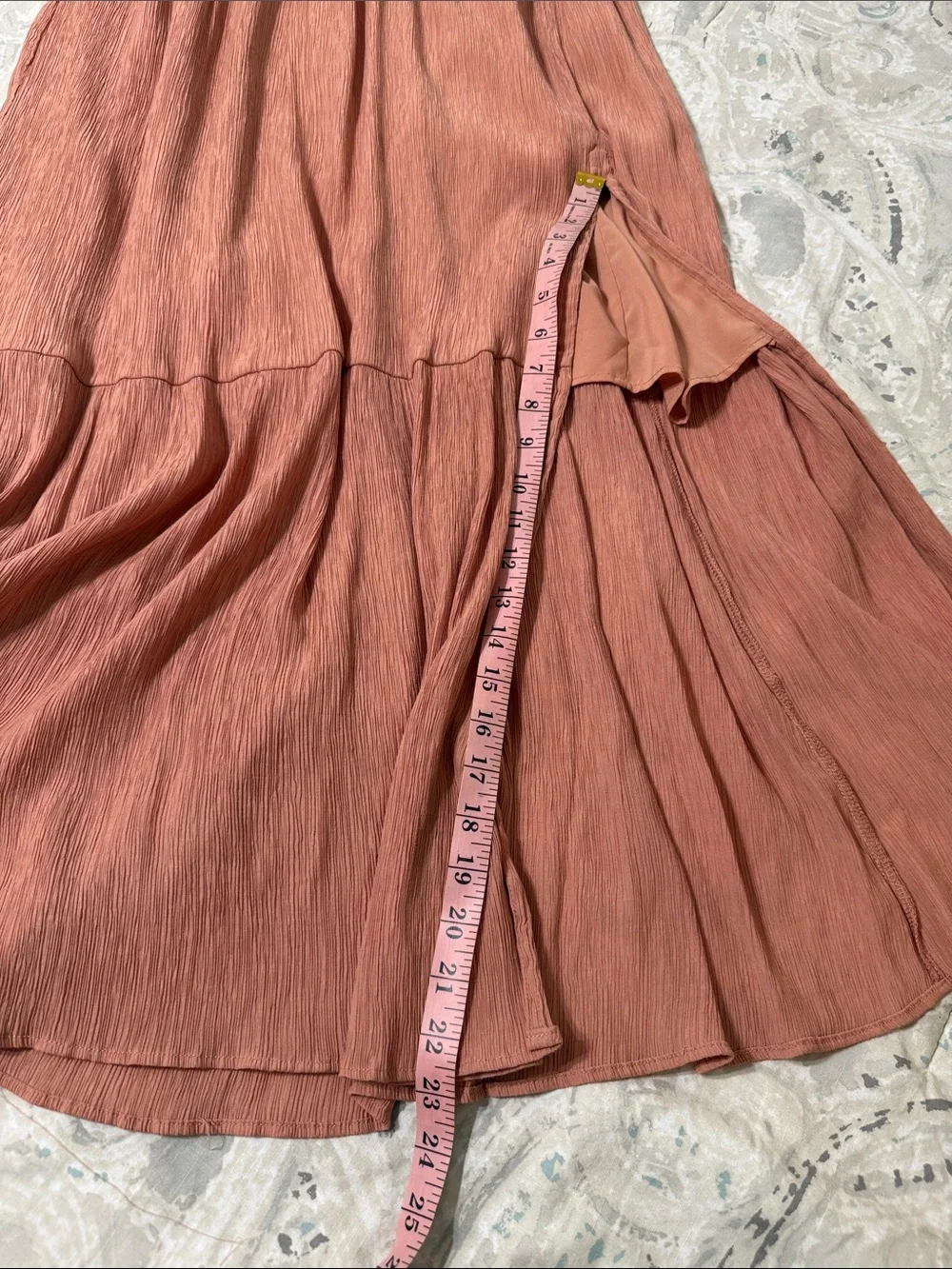 A&F | Salmon Ruched Crinkle Maxi Dress